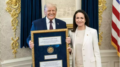 Venezuela muhalefet lideri María Corina Machado ile ABD Başkanı Donald