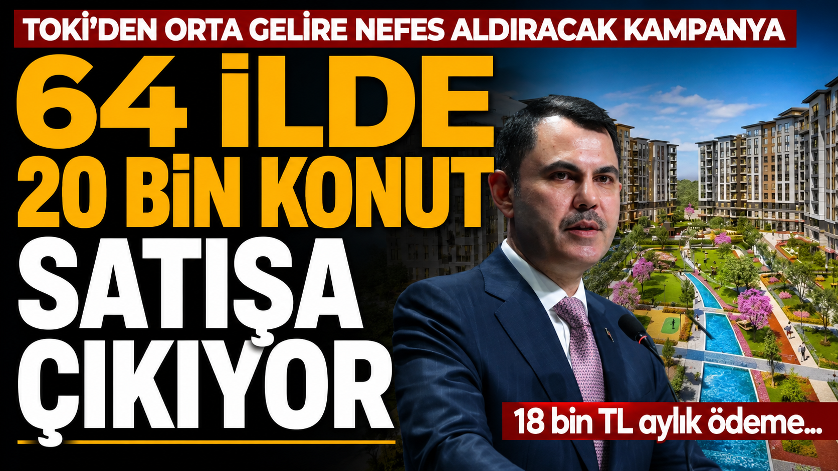 Bakan Kurum, TOKİ'nin 64 ilde 20 bin konutu kurasız satışa