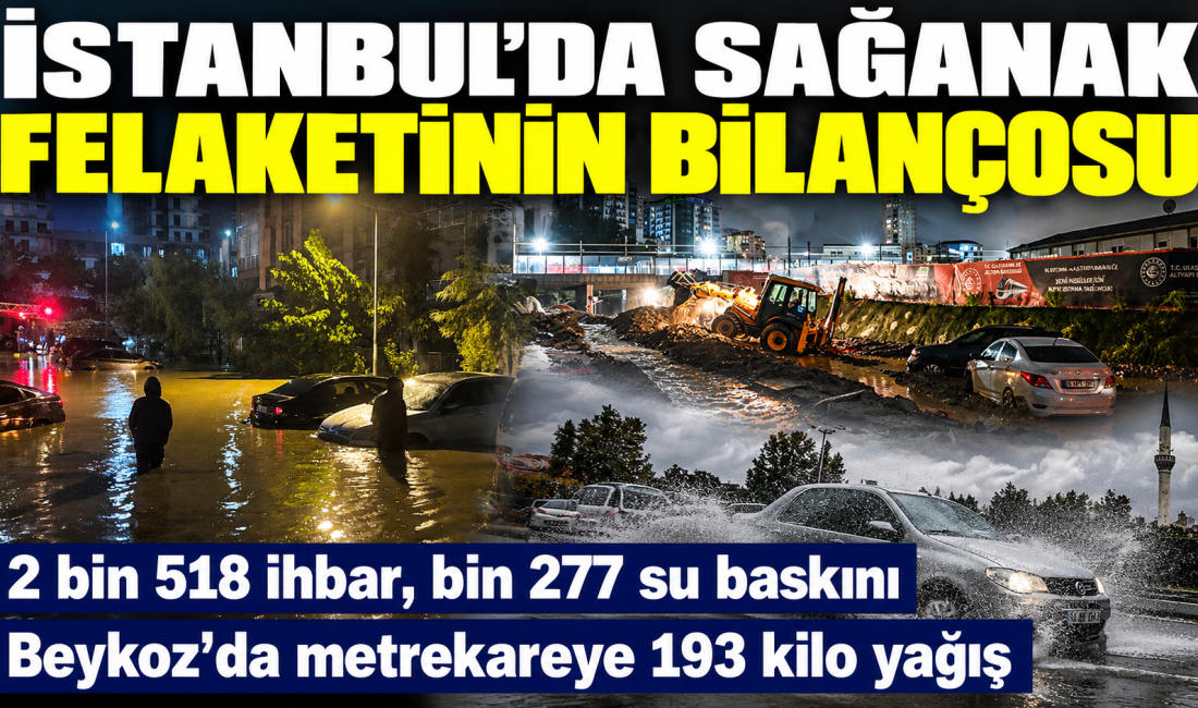 İstanbul Valiliği, kentte etkili olan sağanak yağışın bilançosunu açıkladı. AFAD